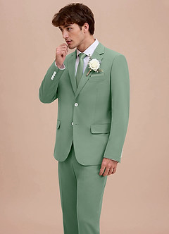 front Ethan Matcha Chaqueta de traje de tejido refinado