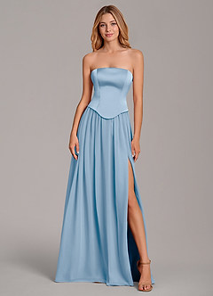 Azazie Cadence Suknie dla druhen Linia A Gorset Satyna elastyczna Do ziemi Sukienka image5