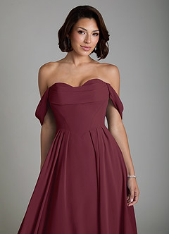 Azazie Loisa Brautjungfernkleider Wandelbar A-Linie Korsett Chiffon Kleid Cabernetrot image5