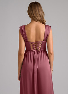 Azazie Hattie Bridesmaid Dresses Desert Rose A-Line Corset Stretch Satin Dress image7