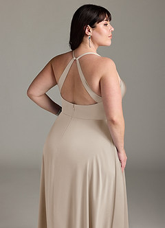 Azazie Davis Vestidos de damas de honor Vestido de Escarcha de Satén Elástico de Corte en A con Plisado image12