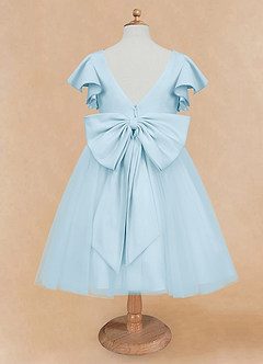 Azazie Kaeya Flower Girl Dresses Sky Blue A-Line Bow Tulle Dress image6