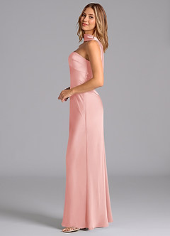 Azazie Lusinda Bridesmaid Dresses Powder Pink Mermaid Strapless Stretch Satin Dress image5