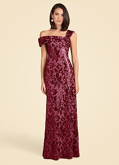 Azazie Odessia Mother of the Bride Dresses Burgundy A-Line Sequins Lace Dress image1