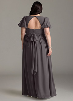 Azazie Madisynn Maternity Bridesmaid Dresses Bow Chiffon Floor-Length Dress image6
