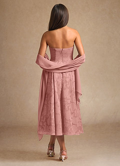 Azazie Lorain Abiti per la Madre della Sposa Abito A-Line in Burnout Floreale Plissettato Rosetta image3