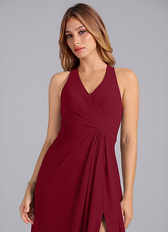 Azazie Dorota Bridesmaid Dresses Burgundy A-Line Pleated Chiffon Dress image6
