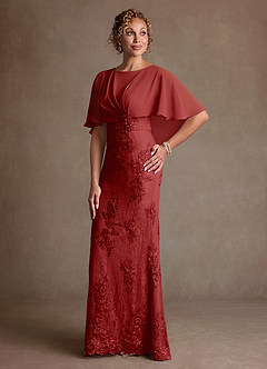 Azazie Amrita Abiti per la Madre della Sposa Abito Sirena in Chiffon Pizzo Ruggine image1