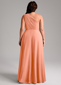 Azazie Phaedra Robes de demoiselle d'honneur Robe Trapèze en Mousseline de soie Ue épaule Coucher De Soleil image10