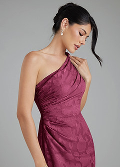 Azazie Akilah Bridesmaid Dresses Mulberry Mermaid One Shoulder Floral Burnout Dress image6
