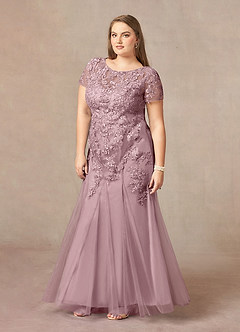 Azazie Laurie Mother of the Bride Dresses Dusty Rose Mermaid Scoop Sequins Tulle Dress image9