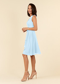 Azazie Theron Mother of the Bride Dresses Sky Blue A-Line V-Neck Pleated Chiffon Dress image3