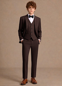front James Ganache Traje de tres piezas para jóvenes