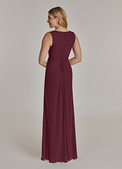 Azazie Manuella Mother of the Bride Dresses Cabernet A-Line V-Neck Pleated Chiffon Dress image6