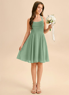 Azazie Kady Junior Matcha A-Line Sweetheart Neckline Chiffon Dress image3