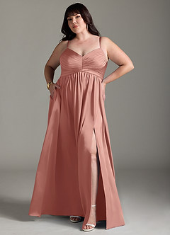 Azazie Alia Brautjungfernkleider A-Linie Plissee Stretch-Satin Kleid Rosettenrosa image8