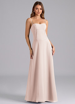 Azazie Valentine Robes de demoiselle d'honneur Robe Trapèze en Mousseline de soie Corset Rose Pétale image1