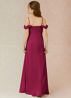 Azazie Kaitlynn Junior Burgundy A-Line Off the Shoulder Chiffon Dress image2