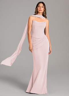 Azazie Sorrel Bridesmaid Dresses Blushing Pink Mermaid Corset Chiffon Dress image1