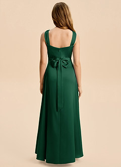 Azazie Kiki Junior Robe Trapèze en Satin extensible Nœud Vert Foncé image5