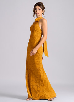 Azazie Velli Brudtärnklänningar Klä av Sjöjungfru i Blommig Utbrändhet Hög hals Knäck image3