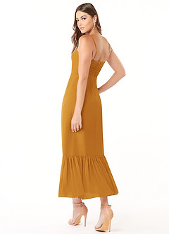 Azazie Justina Final Sale Butterscotch A-Line Sweetheart Neckline Chiffon Dress image4