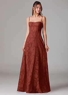 Azazie Valentine Bridesmaid Dresses Terracotta A-Line Sweetheart Neckline Floral Burnout Dress image1