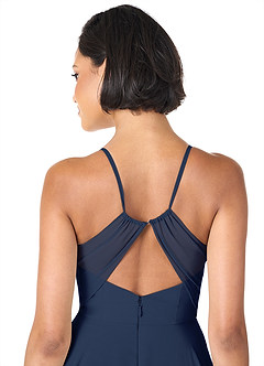 Azazie Avelina Bridesmaid Dresses Dark Navy A-Line V-Neck Pleated Chiffon Dress image5