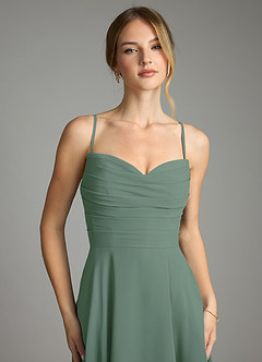 Azazie Ayla Abiti da Damigella Abito A-Line in Chiffon Scollo a Cuore Eucalipto image3