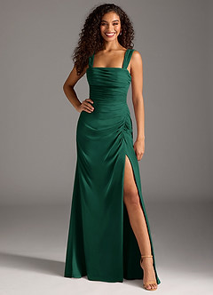 Azazie Jesaphine Bridesmaid Dresses Emerald Sheath Bow Chiffon Dress image4