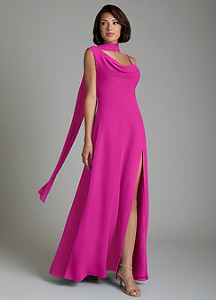 Azazie True Robes de demoiselle d'honneur Robe Trapèze en Mousseline de soie Plissé Fuchsia image7