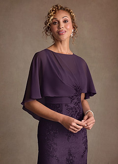 Azazie Amrita Mère de la mariée Robes Robe Sirène en Mousseline de soie Dentelle Prune image5