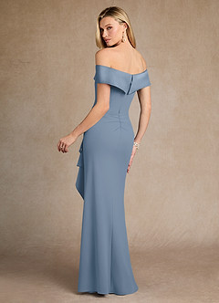Azazie Laredo vestidos de madre de la novia Vestido de Azul Polvoriento de Crepé elástico de Sirena con Vestidos sin tirantes image3