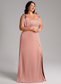 Azazie Frostine Bridesmaid Dresses Rosette A-Line Bow Stretch Satin Dress image11