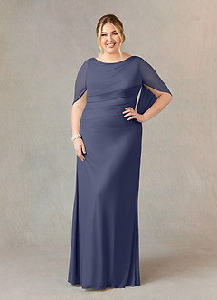 Azazie Belladonna Mother of the Bride Dresses Stormy Mermaid Scoop Pleated Mesh Dress image7