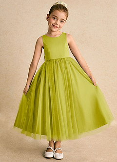 Azazie Solia Robe Demoiselle D'honneur Fillette Robe Princesse en Tulle Arc Citronnelle image5