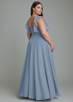 Azazie Leilani Bridesmaid Dresses Dusty Blue A-Line Pleated Chiffon Dress image2