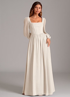 Azazie Maree Bridesmaid Dresses White Alabaster A-Line Corset Chiffon Dress image4