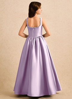 Azazie Enid Girls Formal Flower Girl Klänningar Klä A-Line i Stretch Satin Pärlbesatt image2