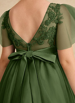 Azazie Queenie Robe Demoiselle D'honneur Fillette Robe Trapèze en Dentelle Olive image6