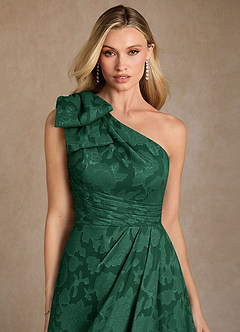 Azazie Easton Mother of the Bride Dresses Dark Green Ball-Gown One Shoulder Floral Burnout Dress image3