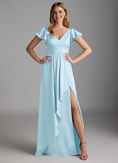 Azazie Omari Bridesmaid Dresses Sky Blue A-Line Stretch Satin Dress image6