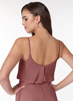 Azazie Lupe Final Sale Desert Rose A-Line Scoop Blouson Chiffon Dress image6