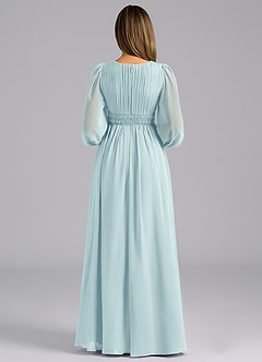 Azazie Palerma Bridesmaid Dresses Sea Glass A-Line Long Sleeve Chiffon Dress image2