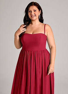 Azazie Calianna Bridesmaid Dresses Scarlet A-Line Off the Shoulder Chiffon Convertible Dress image11