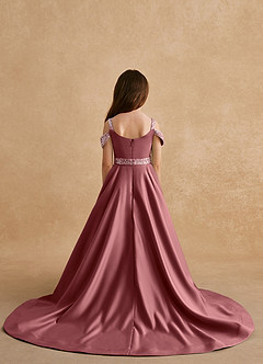 Azazie Jodi Flower Girl Dresses Amethyst A-Line Matte Satin Dress image2