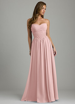 Azazie Tammy Bridesmaid Dresses Powder Pink A-Line Corset Chiffon Dress image3