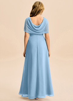 Azazie Emma Junior Robe Trapèze en Mousseline de soie Plissée Acier Bleuté image2