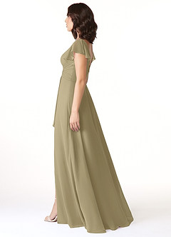Azazie Omari Bridesmaid Dresses Moss Green A-Line Chiffon Dress image3