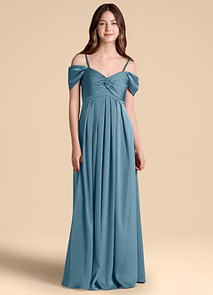 Azazie Kaitlynn Junior Vestido de Bermudas de Satén Elástico de Corte en A con Vestidos sin tirantes image1